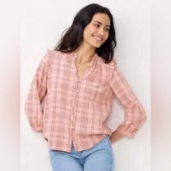 LC Lauren Conrad Tops - Lauren Conrad - Plaid Button-down Blouse - Size Medium